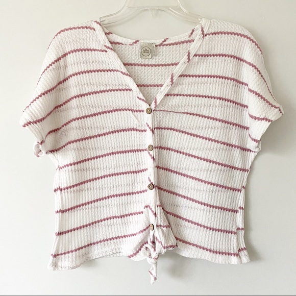 Paper Crane Tops - Paper Crane Cropped Button Top Size Extra Small